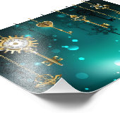 Antike Skeleton Keys on Green Background Fotodruck (Ecke)