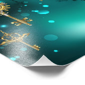 Antike Skeleton Keys on Green Background Fotodruck (Ecke)