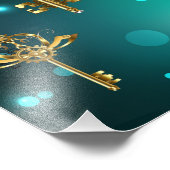 Antike Skeleton Keys on Green Background Fotodruck (Ecke)