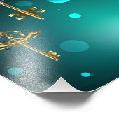 Antike Skeleton Keys on Green Background Fotodruck (Ecke)