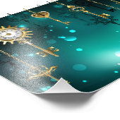 Antike Skeleton Keys on Green Background Fotodruck (Ecke)