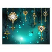 Antike Skeleton Keys on Green Background Fotodruck (Vorne)