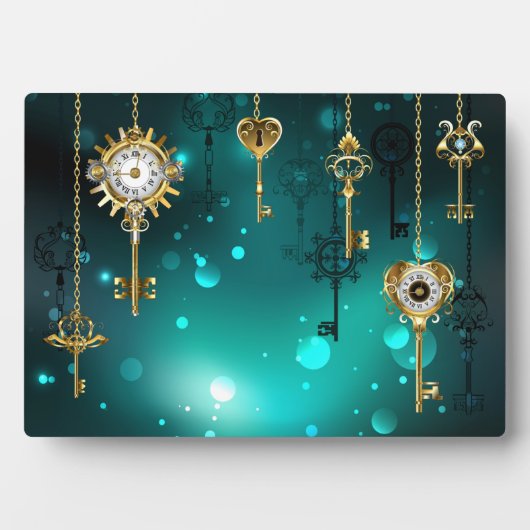 Antike Skeleton Keys on Green Background Fotoplatte (Vorderseite)