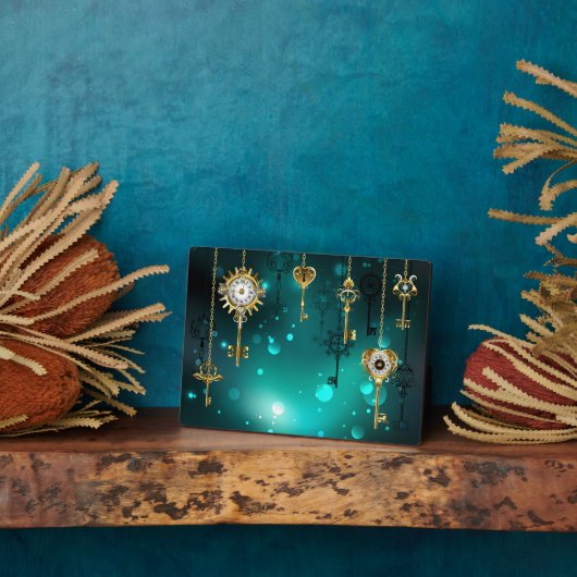 Antike Skeleton Keys on Green Background Fotoplatte (Seite)