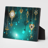 Antike Skeleton Keys on Green Background Fotoplatte (Seite)