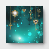 Antike Skeleton Keys on Green Background Fotoplatte (Vorderseite)