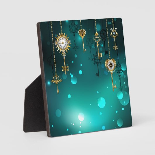 Antike Skeleton Keys on Green Background Fotoplatte (Vorderseite)