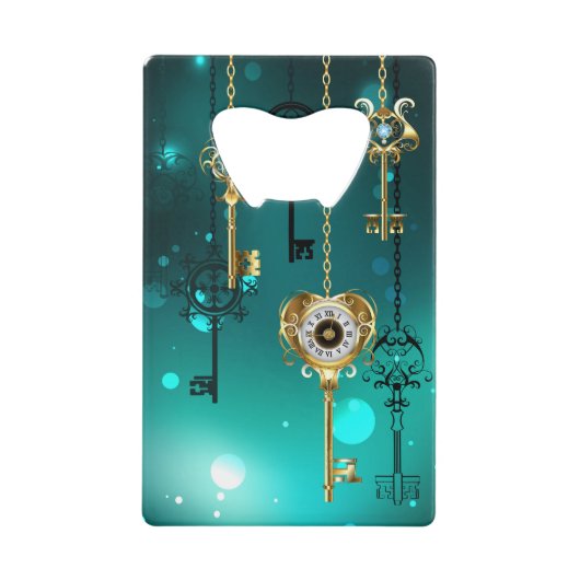 Antike Skeleton Keys on Green Background Geldbeutel Flaschenöffner (Vorderseite)