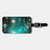 Antike Skeleton Keys on Green Background Gepäckanhänger (Vorderseite horizontal)