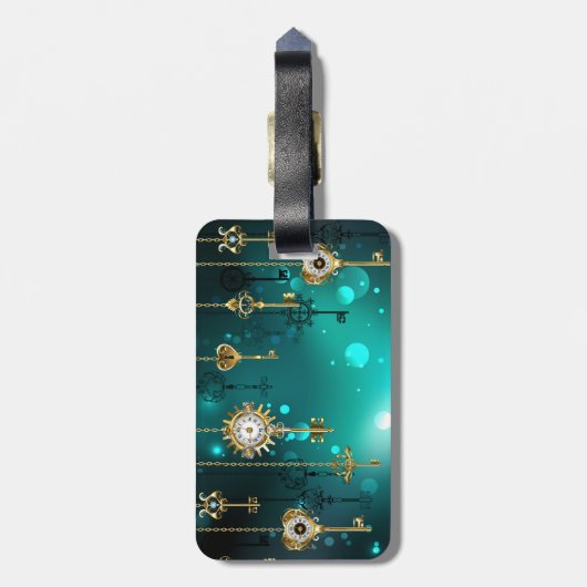 Antike Skeleton Keys on Green Background Gepäckanhänger (Rückseite vertikal)