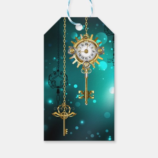 Antike Skeleton Keys on Green Background Geschenkanhänger (Vorderseite)