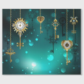 Antike Skeleton Keys on Green Background Geschenkpapier (Flach)