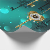 Antike Skeleton Keys on Green Background Geschenkpapier (Ecke)