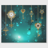 Antike Skeleton Keys on Green Background Geschenkpapier (Flach)