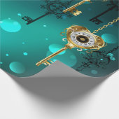 Antike Skeleton Keys on Green Background Geschenkpapier (Ecke)