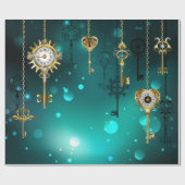 Antike Skeleton Keys on Green Background Geschenkpapier (Flach)