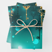 Antike Skeleton Keys on Green Background Geschenkpapier Set (Beispiel)