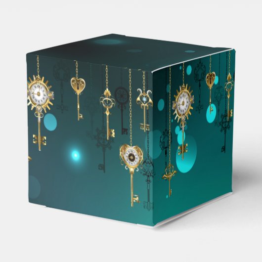 Antike Skeleton Keys on Green Background Geschenkschachtel (Rückseite)