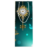 Antike Skeleton Keys on Green Background Geschenktüte Für Weinflaschen (Rückseite)