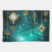 Antike Skeleton Keys on Green Background Geschirrtuch (Horizontal)