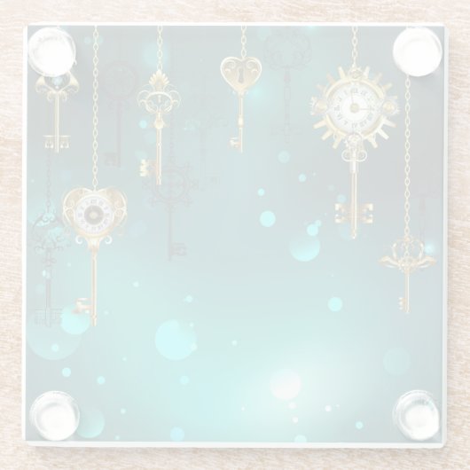 Antike Skeleton Keys on Green Background Glasuntersetzer (Rückseite)