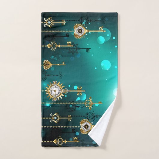 Antike Skeleton Keys on Green Background Handtuch (Handtuch)