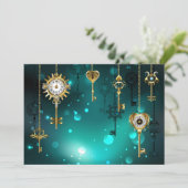 Antike Skeleton Keys on Green Background Hinweiskarte (Stehend Vorderseite)