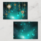 Antike Skeleton Keys on Green Background Hinweiskarte (Vorne/Hinten)