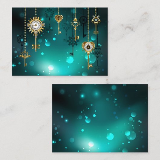 Antike Skeleton Keys on Green Background Hinweiskarte (Vorne/Hinten)