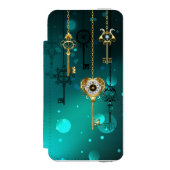 Antike Skeleton Keys on Green Background Incipio iPhone Geldbeutel-Hülle (Folio Vorderseite)
