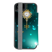 Antike Skeleton Keys on Green Background Incipio iPhone Geldbeutel-Hülle (Folio Rückseite)