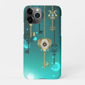 Antike Skeleton Keys on Green Background iPhone Hülle (Rückseite)