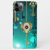 Antike Skeleton Keys on Green Background iPhone Hülle (Rückseite)