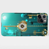 Antike Skeleton Keys on Green Background iPhone Hülle (Rückseite (Horizontal))