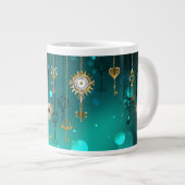 Antike Skeleton Keys on Green Background Jumbo-Tasse (Vorderseite Rechts)