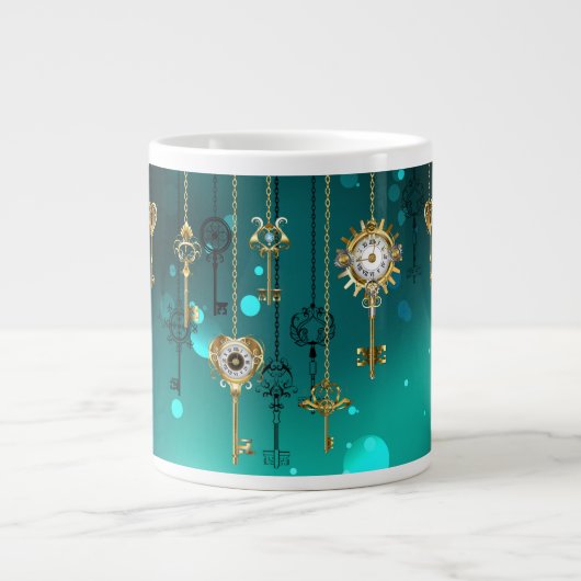 Antike Skeleton Keys on Green Background Jumbo-Tasse (Vorderseite)