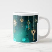 Antike Skeleton Keys on Green Background Jumbo-Tasse (Rechts)