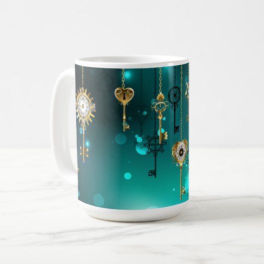 Antike Skeleton Keys on Green Background Kaffeetasse (Vorderseite Links)