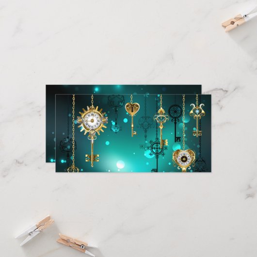 Antike Skeleton Keys on Green Background Karte (Vorderseite/Rückseite Beispiel)