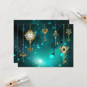 Antike Skeleton Keys on Green Background Karte (Vorderseite/Rückseite Beispiel)