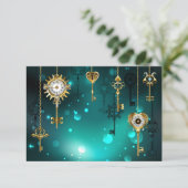 Antike Skeleton Keys on Green Background Karte (Stehend Vorderseite)