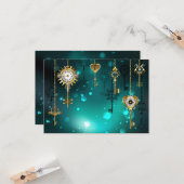 Antike Skeleton Keys on Green Background Karte (Vorderseite/Rückseite Beispiel)