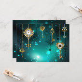 Antike Skeleton Keys on Green Background Karte (Vorderseite/Rückseite Beispiel)