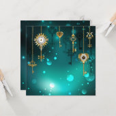 Antike Skeleton Keys on Green Background Karte (Vorderseite/Rückseite Beispiel)