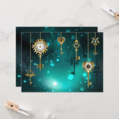 Antike Skeleton Keys on Green Background Karte (Vorderseite/Rückseite Beispiel)