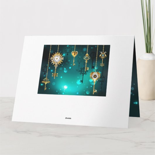 Antike Skeleton Keys on Green Background Karte (Rückseite)