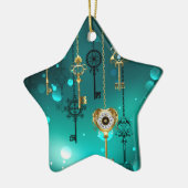 Antike Skeleton Keys on Green Background Keramik Ornament (Links)