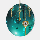 Antike Skeleton Keys on Green Background Keramik Ornament (Links)