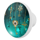 Antike Skeleton Keys on Green Background Keramikknauf (Rechts)