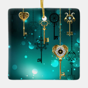 Antike Skeleton Keys on Green Background Keramikornament